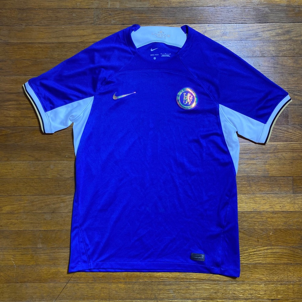 Nike Chelsea FC 2023-24 Home Jersey Blue White Holographic Patch‎ Mens Medium